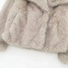 TRAF 2024 Women Fashion Cropped Faux Fur Jacket Coat Long Sleeve Front Snap-button Female Outerwear Chic Lapel Collar Thick Coat