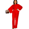 Plus Size Women African Clothes 2 Piece Set Danshiki Wedding Party Suits Ankara Trousers Puff Sleeve South Africa Outfits