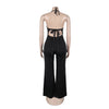Joskaa 2025 Summer Elegant Hollow Halter Lace-Up Jumpsuits Women Hipster Sexy Backless Skinny One Piece Rompers Party Clubwear
