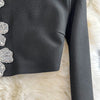Faionable Diamond Embellied Wrap Skirt Set ort Top Long Dr Slimming High Collar Long Sve Zipper Two Piece Set