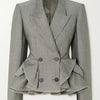 TWOTWINSTYLE Solid Spliced Ruffles Blazers For Women Notched Collar Long Sleeve Patchwork Button Casual Blazer Female Clothing