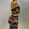 Women 2025 New Sexy Backless Halter Jacquard Two Piece Mini Skirt Bandage Set Celebrity Designer Evening Party Women's Set