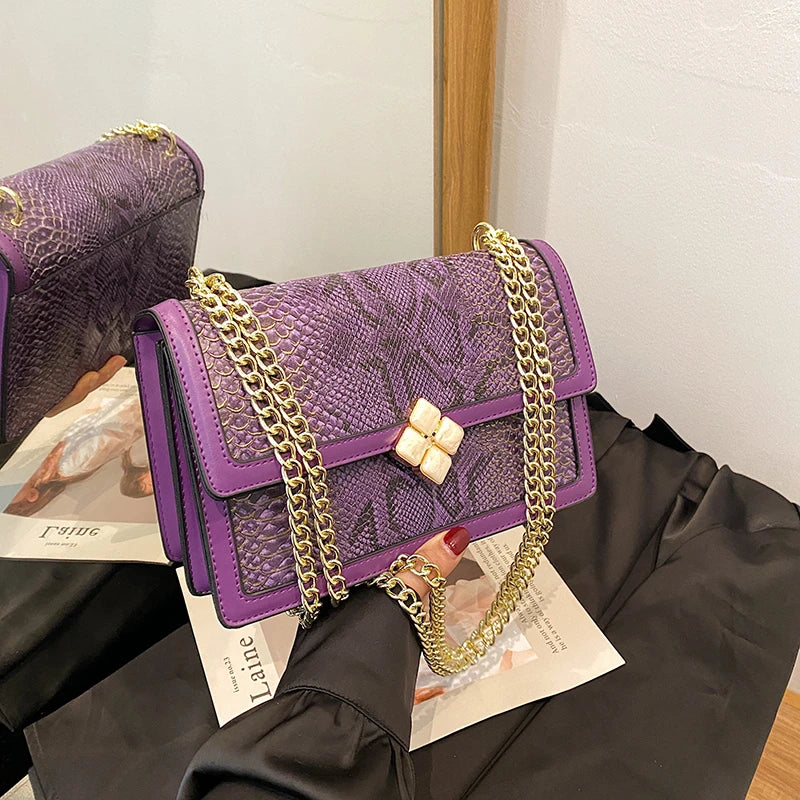 Luxury Purple Women's Single Shoulder Bag Pu Leather Ladies Bag Femme Designer Handbag Purse Flap Messenger Bag Brand Sac A Main