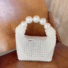 European and American style new beaded handbag Summer women's pearl bag hand woven wrist bag Fashion temperament handbag