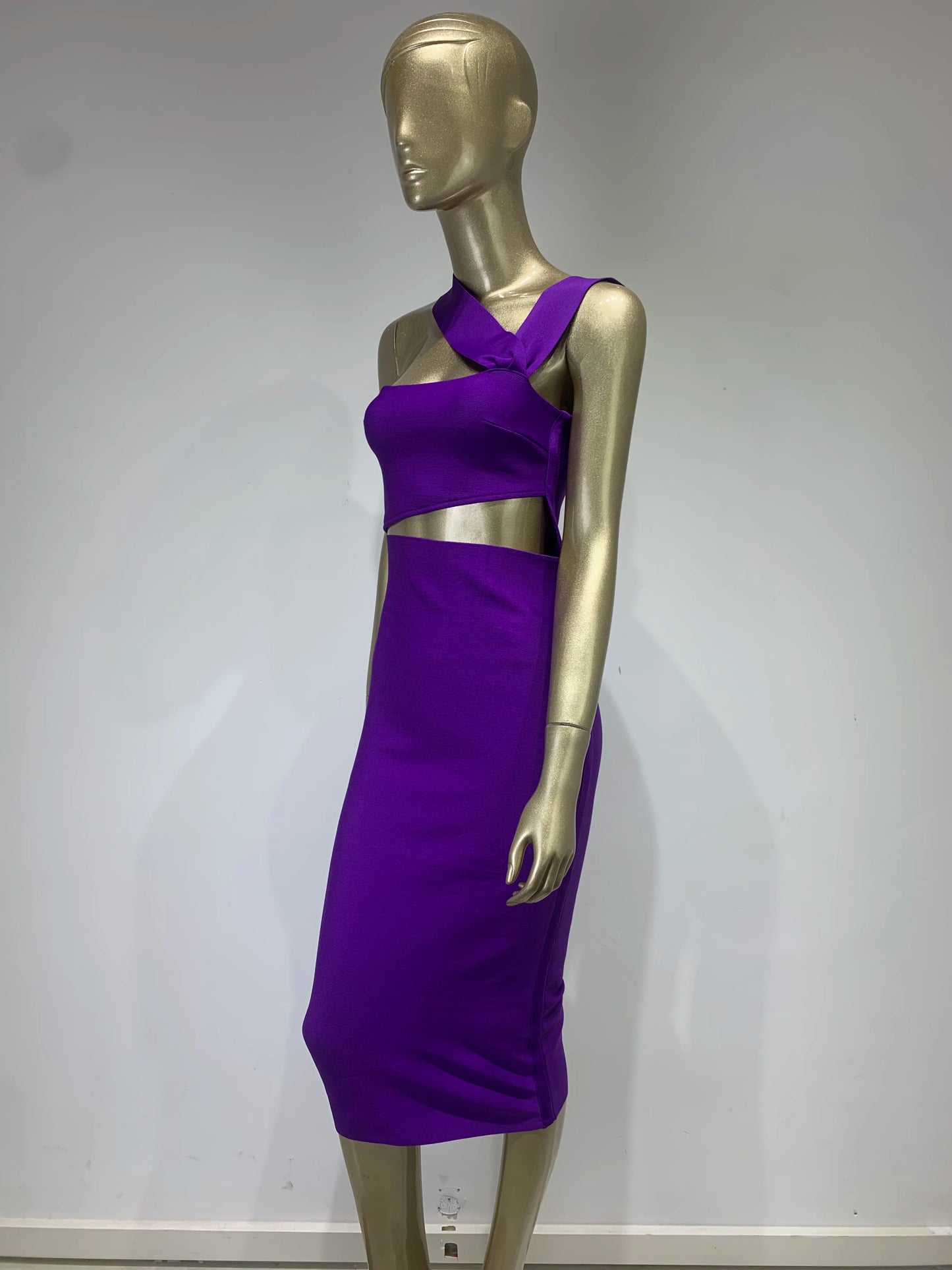 Women Summer Sexy Hollow Out Brown Midi Knee Length Bodycon Bandage Dress 2023 Designer Elegant Evening Party Dress Vestido