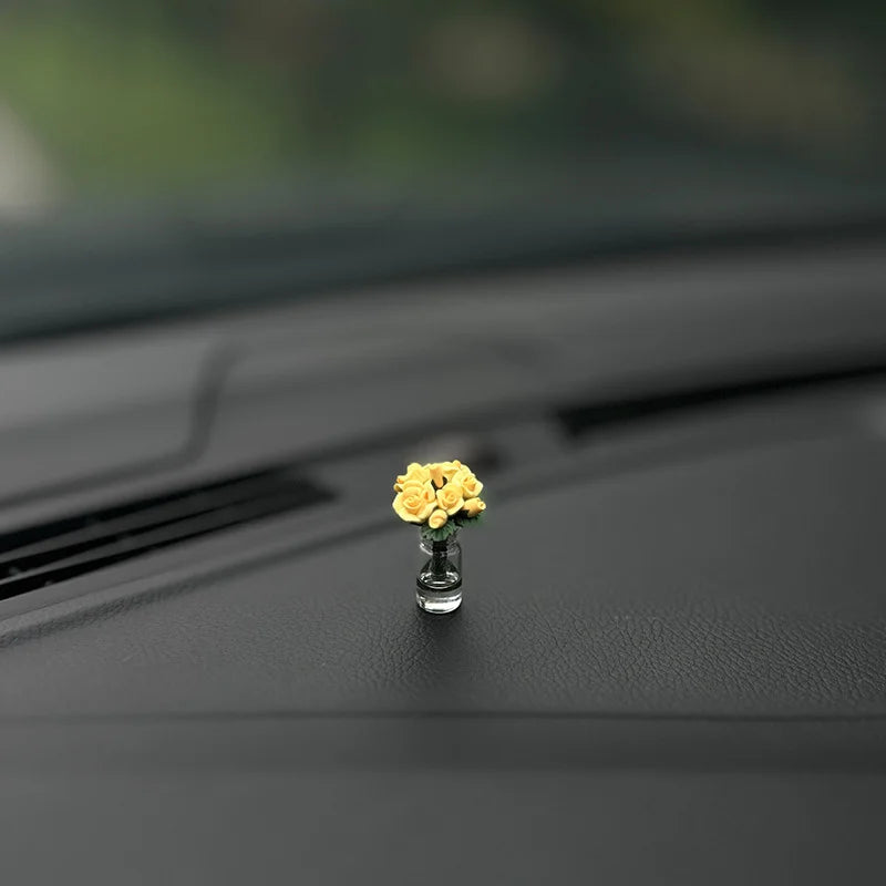 Dainty roses car center console window ornament mini cure car accessories ladies car personality beautiful interior ornaments