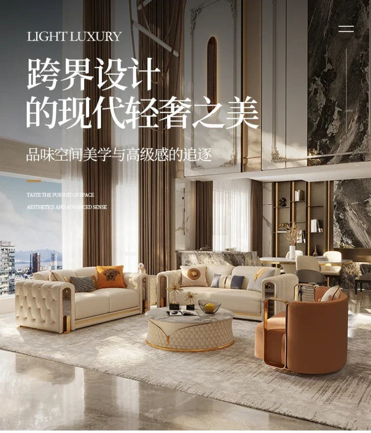 Elegant Luxury Modern Sofa Designs Royal Set Designer Leather Sofa Lounge Loveseat Divano Soggiorno Living Room Furniture