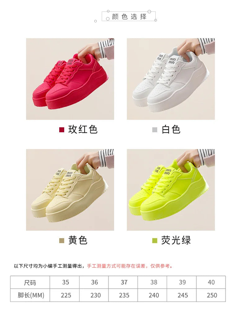2025 New spring shoes for women green trainers platform lace up sneakers woman hip hop chunky sports shoes faux leather sneaker
