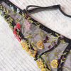 Yimunancy Floral Embroidery Lingerie Set Women Sheer 2-Piece Boho Bra + Panty Underwear Set Intimates