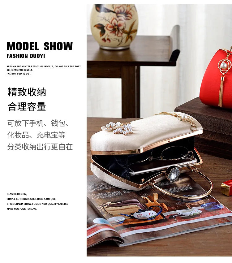 2025 New Women Handmade Flowers Clutch Handbags Wedding Evening Wallets Party Dinner Purse For Ladies 4 Colors