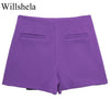 Willshela Women Fashion Solid Asymmetrical Side Zipper Skirts Shorts Vintage High Waist Female Chic Lady Shorts