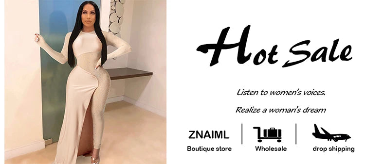 Znaiml Luxury Women Long Sleeve Sheer Mesh Patchwork Skinny Night Party Club Romper Overalls Birthday Sexy Rhinestone Jumpsuits