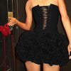 Red Color Women Sexy Strapless Ball Gown Mini Fashion Celebrity Nightclub Party Dress Birthday Cocktail Girls' Outfit