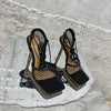 Aneikeh 2024 Summer Sexy Mesh Pumps Sandals Female Square Toe High Heel Lace Up Cross-Tied Stiletto Hollow Dress Party Shoes