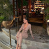 Evening Dress women Elegant Sequins Deep V Long Sleeves Midi Dress Sexy Luxury Backless Lace Up Ankle Length Bandage Party Gown