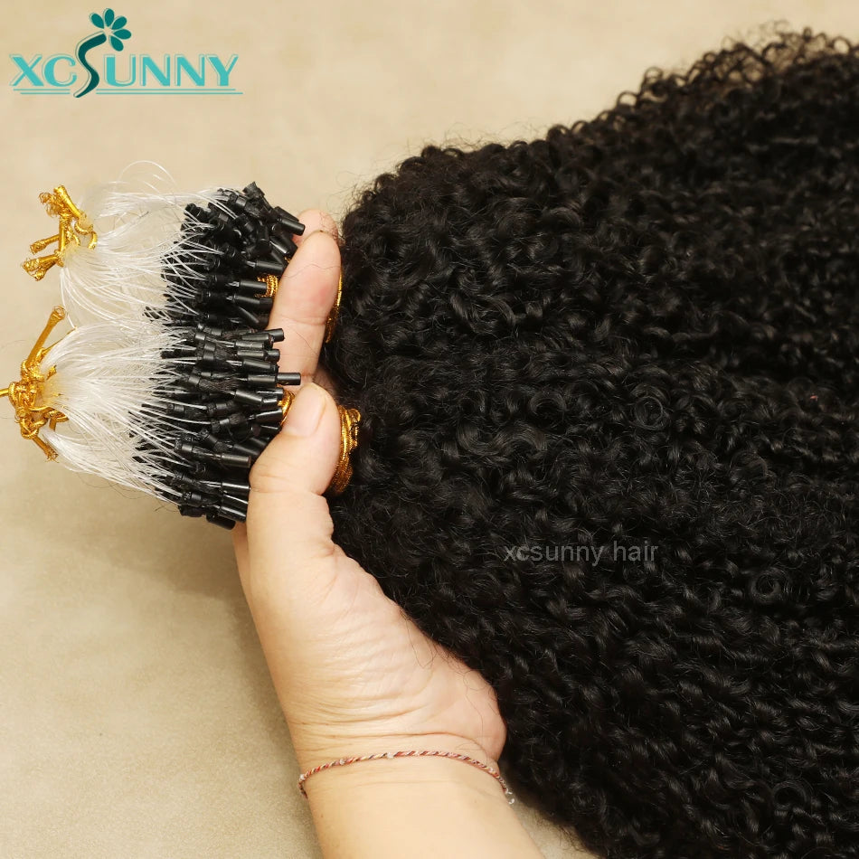 Microlink Hair Extensions Kinky Curly 12"-26" Micro Loop Human Hair Extensions Burmese Micro Ring Hair Extensions Human Hair