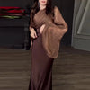 Vintage High Waisted Women Satin Long Dress New Ladies Temperament Crew Collar Dresses Elegant Slim Long Sleeve Banquet Dresses