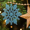 Pack Of 24/12/6 Pieces Snowflakes For Christmas Tree Decoration Blue Snowflakes With Bright Powder Winter New Year Hanging Decor