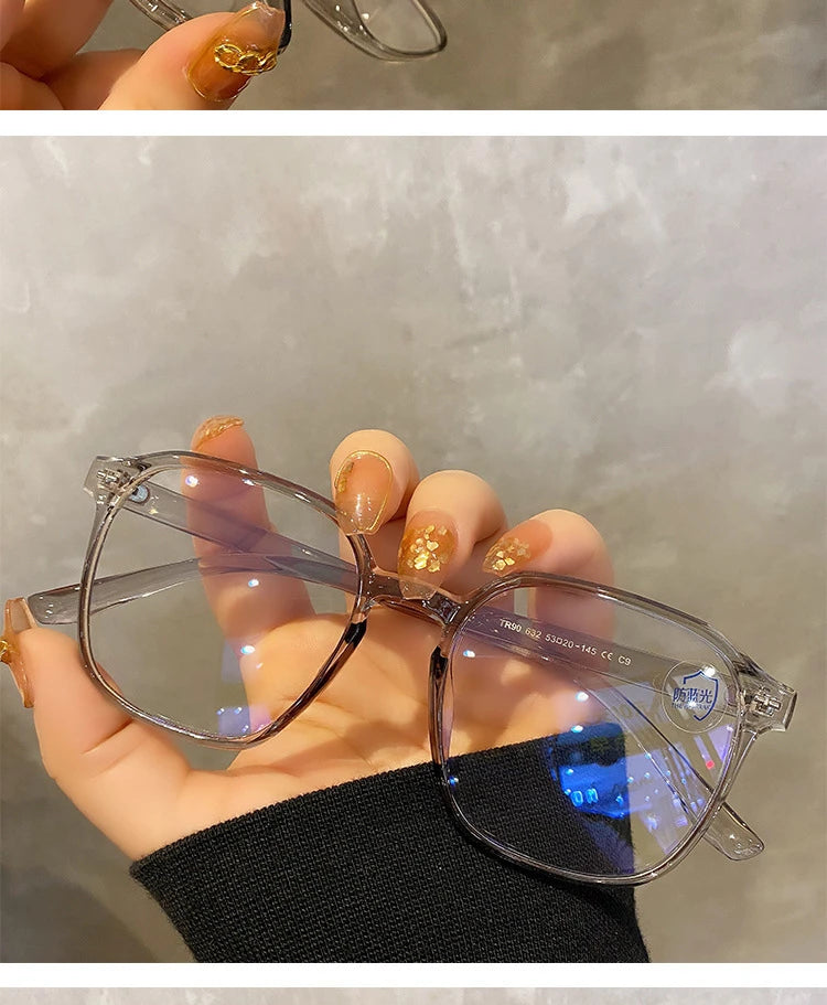 Square polygon Frame Plain glasses blue membrane Glasses all can match Men Women Fashion glasses lenses Blocking Glasses Eyewear