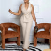 C8604 Foreign Trade Women's Fashionable Sexy Chain Collar Wide Leg African Jumpsuit Casual Style Long Dress For Ladies