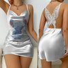 Summer fashion sexy women's casual nightdress dress suspenders Stitch print casual U-neck lace butterfly backless pajamas women