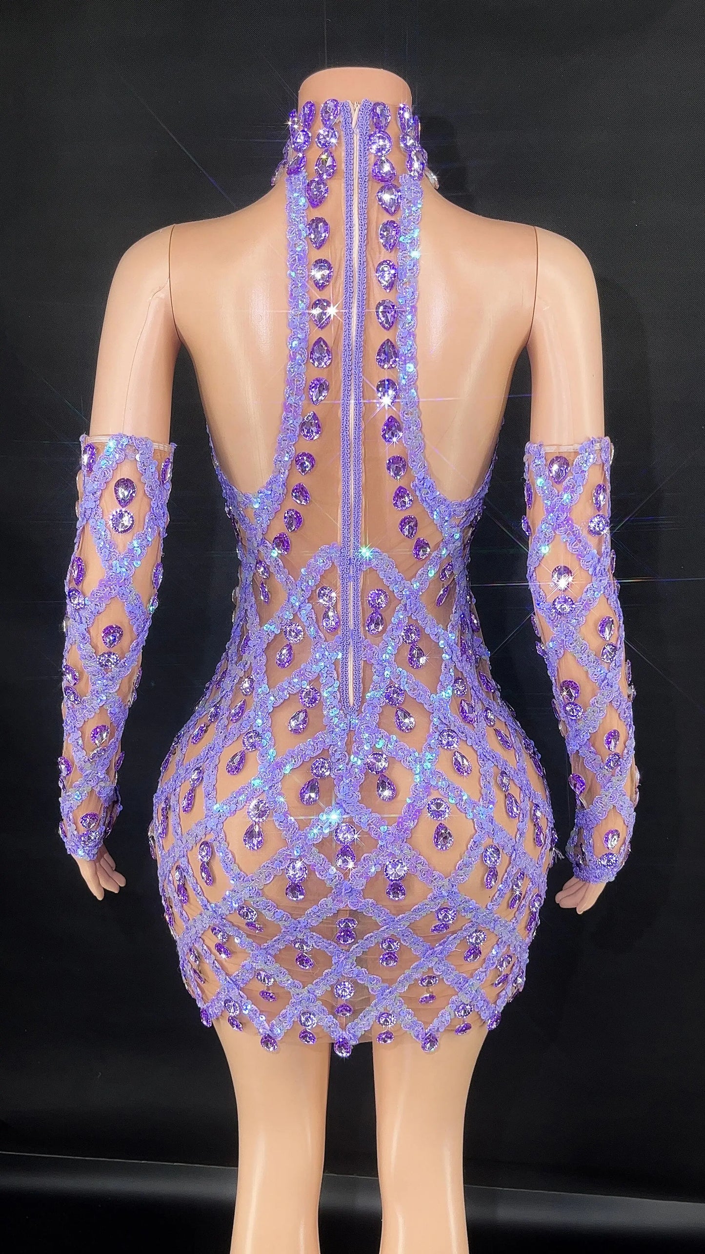 High Quality Sparkling Rainestone Sexy Bodycon Mini Dress Birthday Celebrate Evening Party Dress
