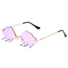 Fashion Rimless Cloud Shaped Sunglasses with Lightning Pendant Y2K Women's Luxury Sun Glasses Shades UV400 Brand Designer SG28