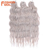 FASHION IDOL 24 Inch Synthetic Hair Water Wave Braiding Hair Extensions Ombre Rainbow color Deep Wave Curl Twist Crochet Hair