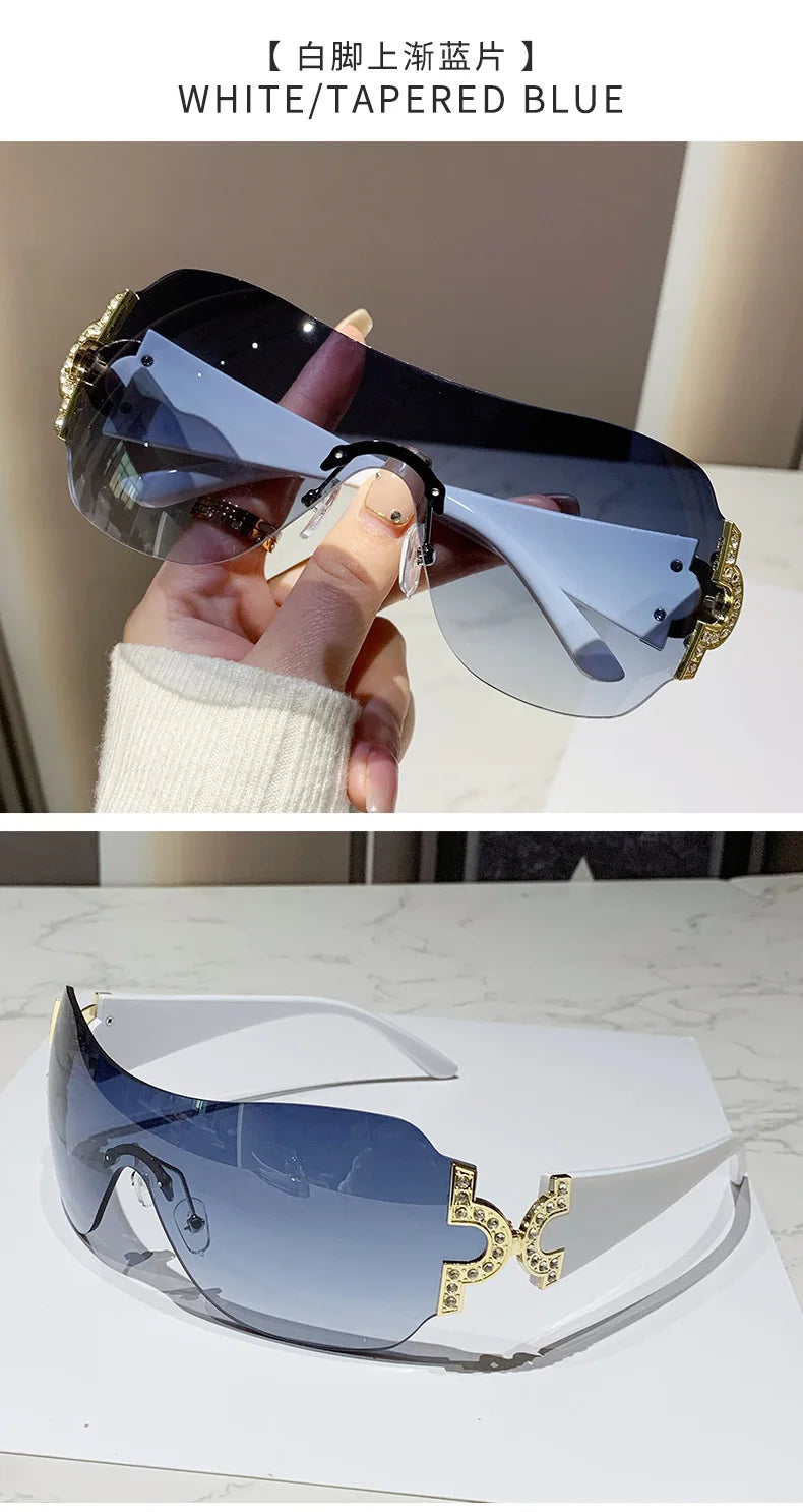 New Women Fashion Y2k Sunglasses Women's Vintage Integrated Surround Sun Glasses Lady UV Protective Eyewear UV400 Oculos De Sol