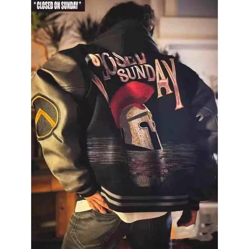 Embroidery Varsity Jacket Men PU Leather Sleeves Oversized Bomber Jackets Women Baseball Coats Streetwear Men Clothing