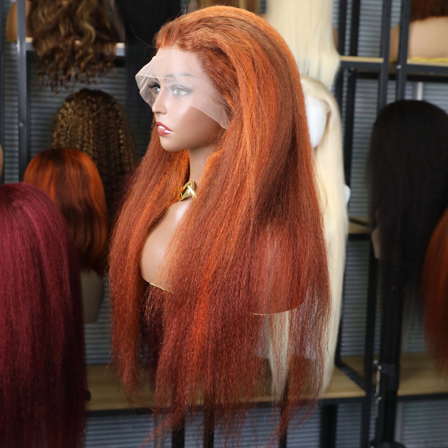 4/350 Piano Color Kinky Straight 13x6 Lace Frontal Human Hair Wigs Highlight Ginger Orange Brown Color Remy 13x4 Lace Front Wig