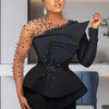 Spring 2 Pieces Set for Woman Pearl Top with Sleeves Pants Suit Women Outfit Elegant Classy Evening Wholesale Dropshipping
