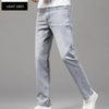 Summer Elastic Men's Jeans Fashion Gray Comfortable Business Straight Stretch Cotton Casual Denim Pants Brand Male Thin Trousers