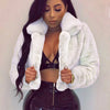 Fashion Faux Fur Open Stitch Lapel Crop Jackets Women Clothing Autumn Winter Solid Long Sleeve Warm Furry Fluffy Coat Outer Wear