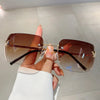 Y2K Luxury Brand Designer Rimless Square Sunglasses Women For Female Trendy Sun Glasses Diamond Butterfly Pink Punk Shades UV400