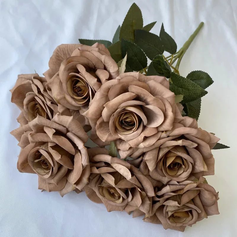 41CM 7 Forks Silk Screen Diamond Rose Artificial Flower Wedding  Living Room Decoration Road Guide Bouquet, Artificial Flower