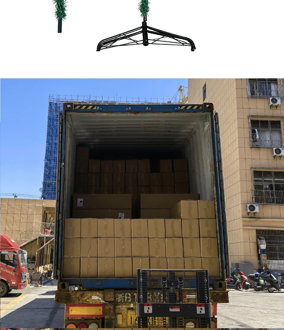 180/210/240cm Pop Up Pre-Lit Christmas Tree,Artificial Pine Needle & PVC Mixed Tree with Iron Base,Easy Setup Holiday Decoration