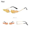 Fashion Fire Flame Sunglasses Women Men Rimless Wave Sun Glasses UV 400 Eyewear Luxury Trending Narrow Sunglasses