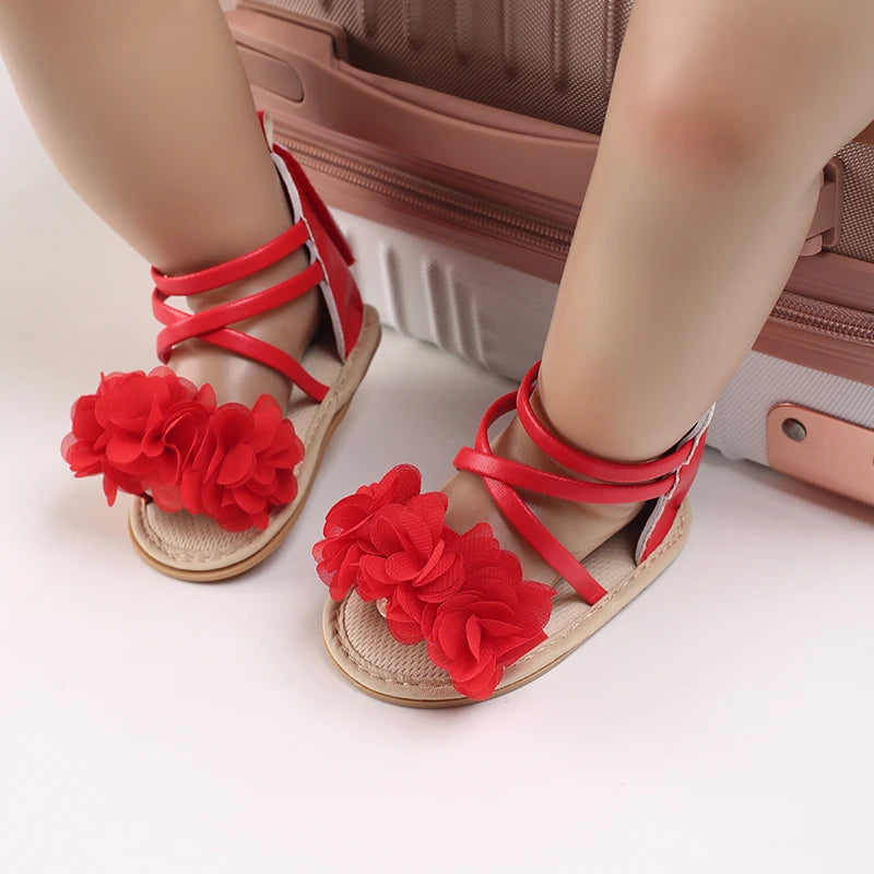 Summer Cool Baby Girl Sandals Fashion Newborn Sandal Idyllic Flower Soft Anti-slip Toddler Rubber Sole Comfortable Shoes