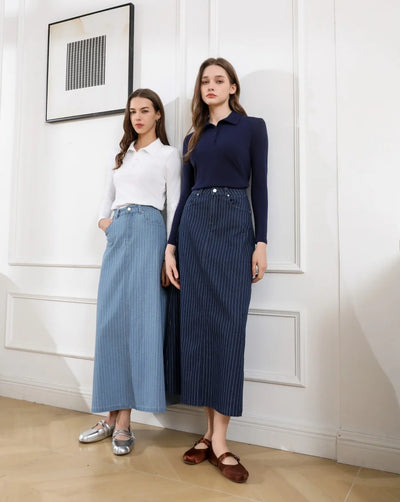 AS 2025 pinstripe denim skirt fashion woman clothes lady wear