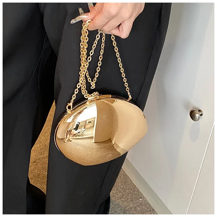 Golden Acrylic Women Hobo Bags Luxury Designer Clear Beach Handbags Dinner Party Wedding Round Top Handle Evening Clutch Purse