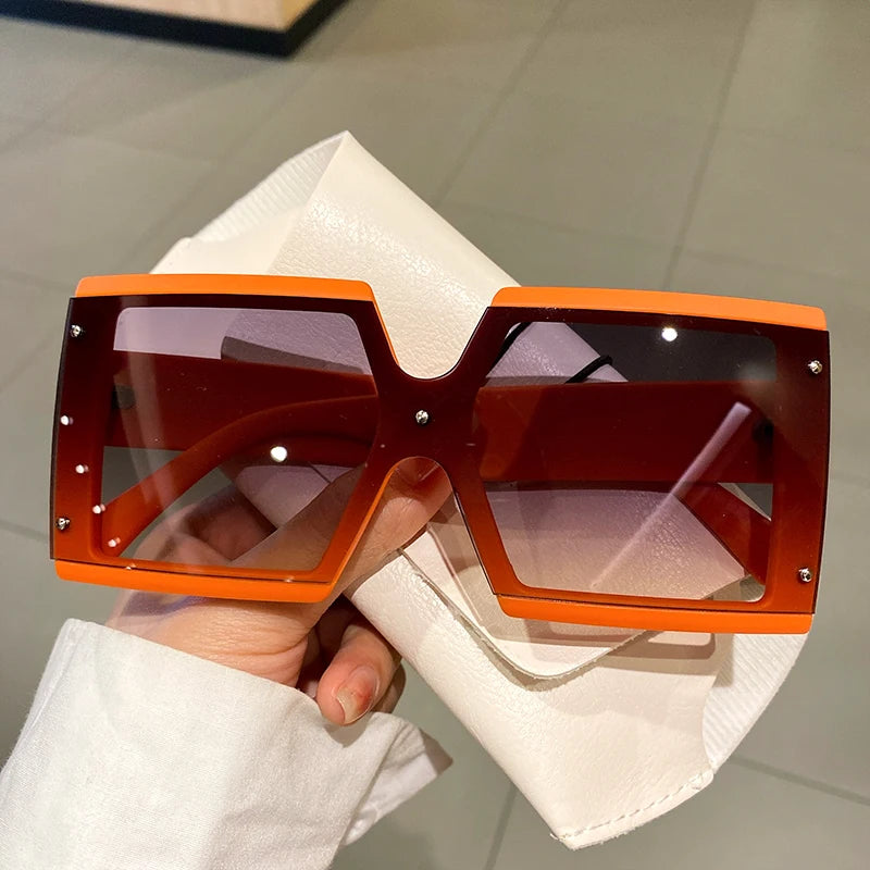 KAMMPT Square Oversized One-pieces Sunglasses Men Women Trendy Gradient Goggle Eyewear Fashion Luxury Brand Design Sun Glasses