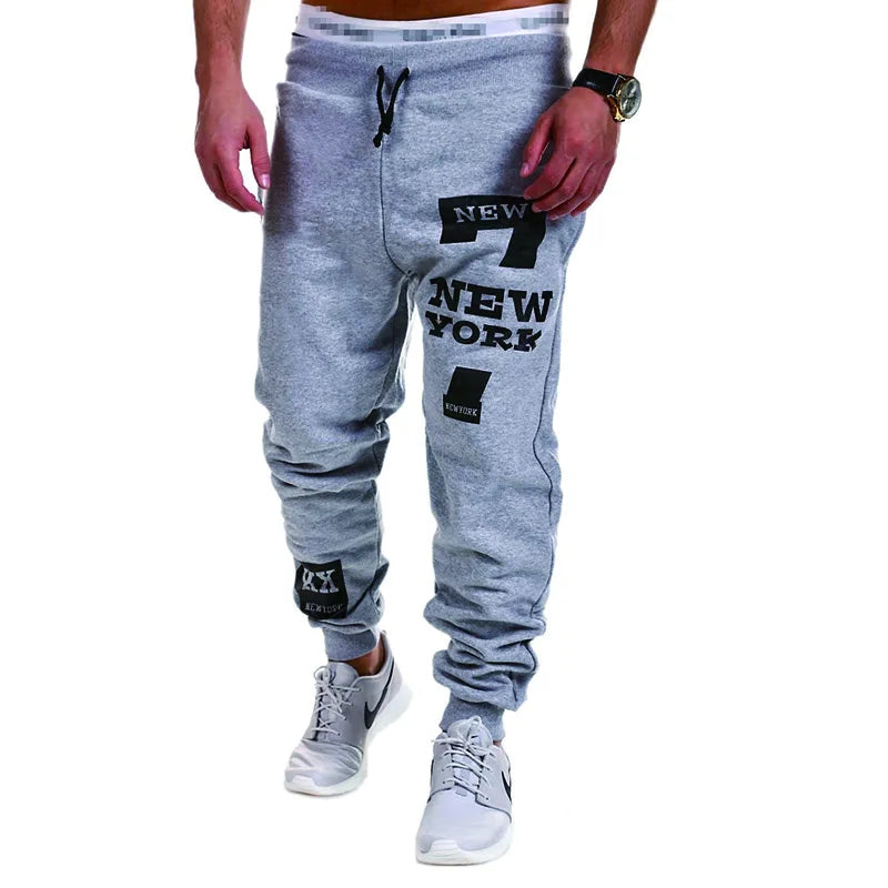 Letter Graphic Print Sweatpants for Men Hip Hop Joggers Sports Athletic Pants for Workout Casual Elastic Waist Lounge Trousers