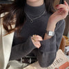 Women's Turtleneck Sweater Winter 2025 Retro Red with Velvet Lining Thickened Inner Wear Thermal Knitting Bottoming Shirt