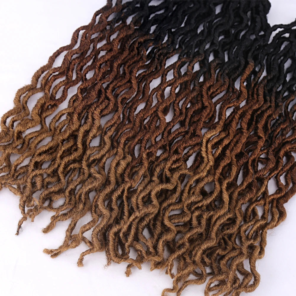 Goddess Faux Locs Crochet Hair Soft Curly Dreadlocks Hair Extensions Synthetic Braiding Hair Ombre Crochet Locs Wholesale Braids