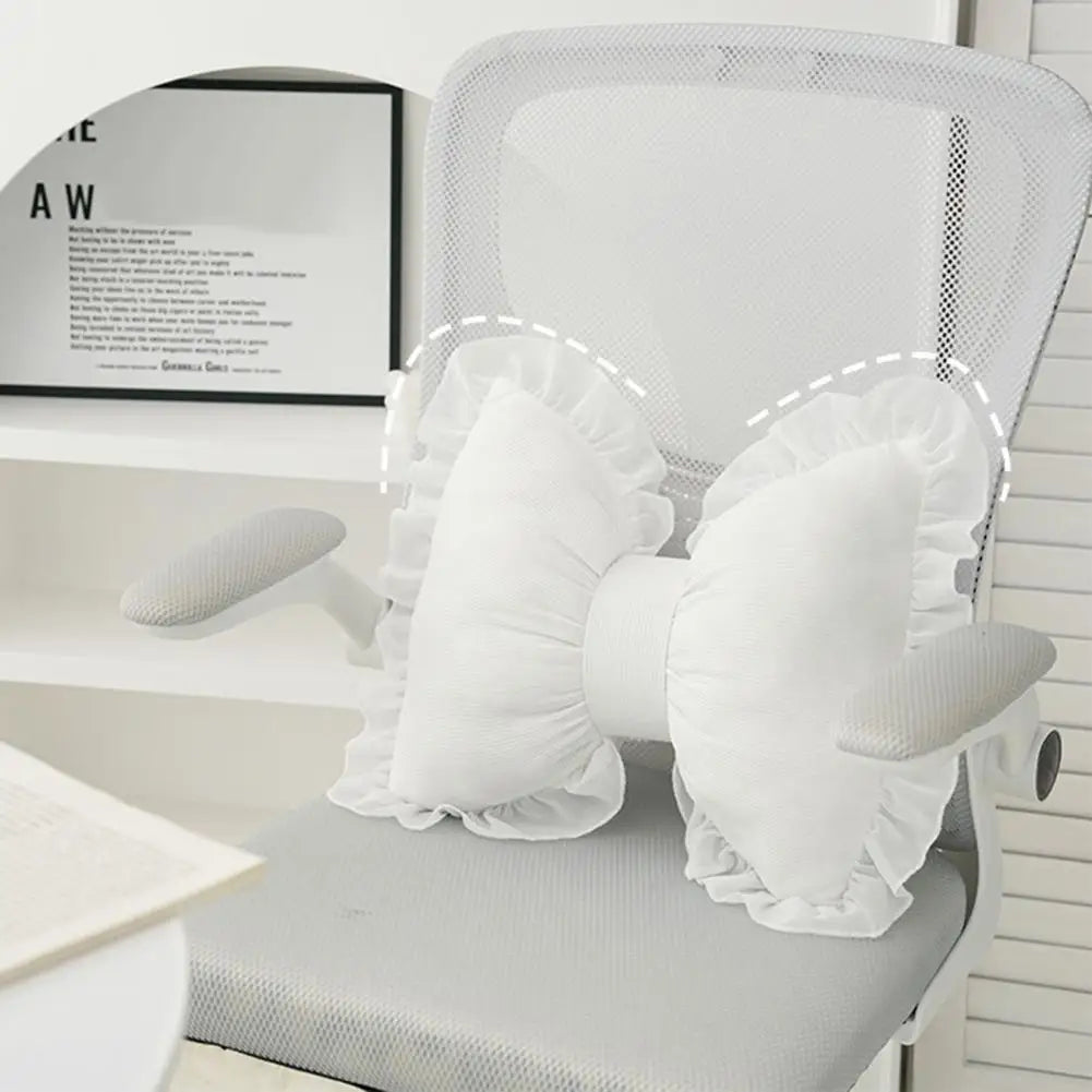 Pink Bow-shaped Pillow Ruffle Lace Decor Plush PP Cotton Filling Pillow Bed Couch Sofa Support Pillow Car Seat Companion Pillows