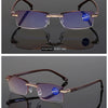 Men Blue Light Blocking Reading Glasses Women Dimond Cutting Rimless Eyeglasses Frame Anti Fatigue Hyperopia Presbyopic Eyewear