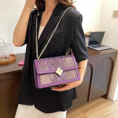 Luxury Purple Women's Single Shoulder Bag Pu Leather Ladies Bag Femme Designer Handbag Purse Flap Messenger Bag Brand Sac A Main