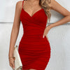 Solid V Neck Bodycon Cami Dress, Sleeveless Nightclub Dress For All Season, Women's Clothing