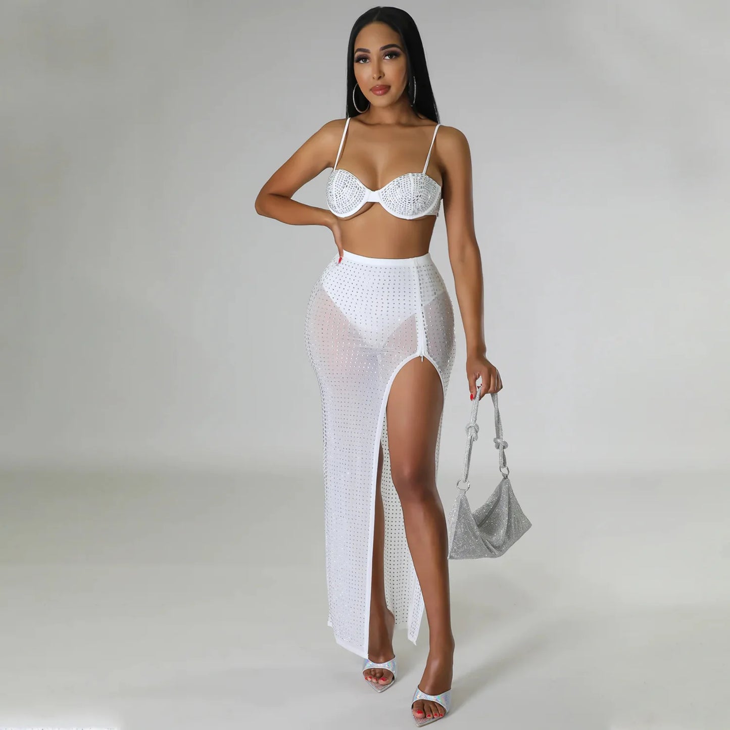 High Waist 2 Piece Bikini Set With Cover Up 2022 Swimsuit Women Print Sleeveless Bathing Suit Beachwear Swimming Biquini New